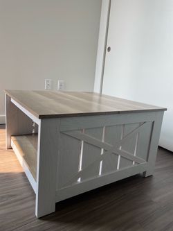 Farmhouse Coffee Table with Bottom Shelf