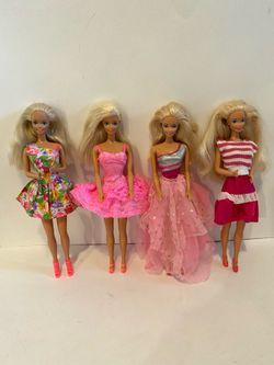 Four Vintage Barbie Dolls, Made in Malaysia