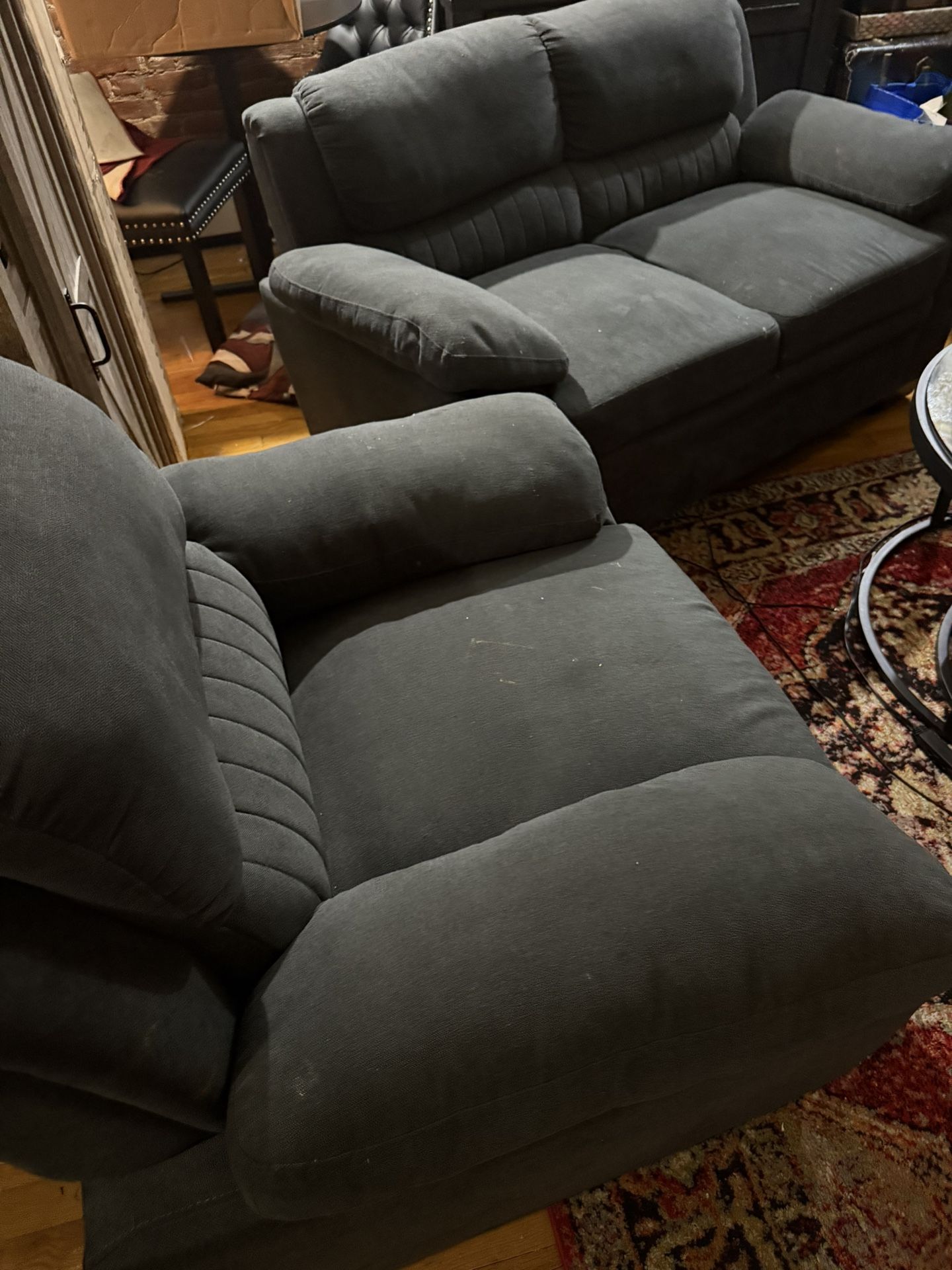 Dark Gray Loveseat & Armchair