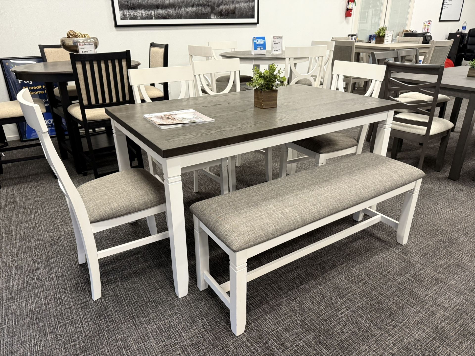 6pc Dining Table + Bench Set - Free Delivery Promo 