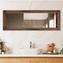 Rustic Wood Wall Mirror,  Full Length, 63”x24” Large Full Body Dressing Mirror for Living Room, Bedroom, Leaning Against Wall/Wall-Mounted Mirror