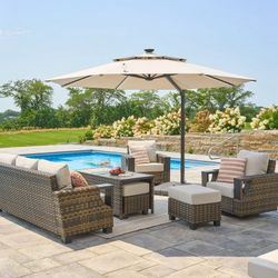 Solar LED Outdoor Patio Umbrella With Base Better Homes & Gardens