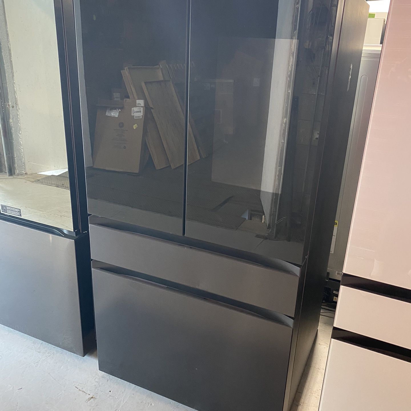 Charcoal Glass & Matte Black Steel 4-Door French Door Refrigerator - 29 Cu. Ft.