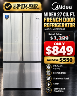 🔥 Midea 27 Cu. Ft. French Door Refrigerator – Only $849 – LIGHTLY USED