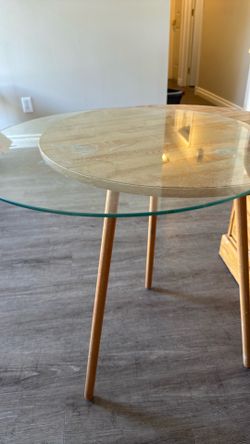 Side table with glass