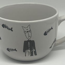 Extra Large Butler Cat and Fish Mug/Soup Mug