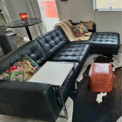 Beautiful Black Morabo Leather Sectional 