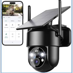 2K 2.4g WiFi Security Cameras Wireless Outdoor, 360° View Solar Cameras for Home Security, Color Night Vision, AI Detection, 2-Way Audio, Spotlight Si