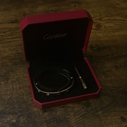 Cartier Love Bracelet 18k Gold Bangle with Diamonds Screw Closure Bezel Setting Size 15