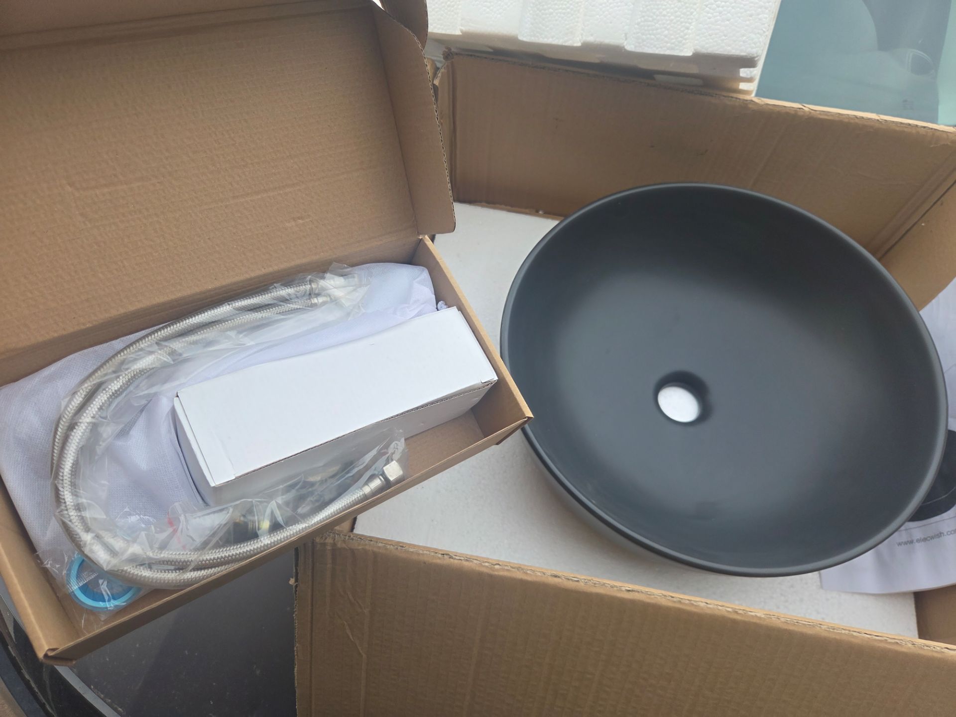 Sink Bathroom Sink Matte Black Above Counter Basin 2 new in box with faucets black