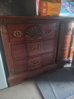 Kathy Ireland Georgian Carved Cherry Dresser & Mirror