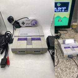 Super Nintendo SNES System Console + OEM Controllers Authentic Cord Tested Retro