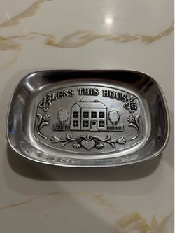 vintage wilton bless this house bread tray