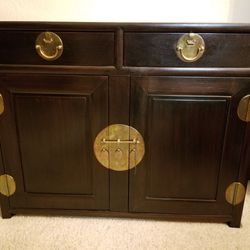 Antique Asain Style Buffet Credenza Cabinet Made In Hong Kong