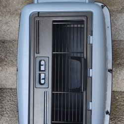 Medium Size Black And Blue Double Door Travel Dog Kennel