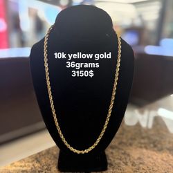10k Solid Gold Rope Chain 36G