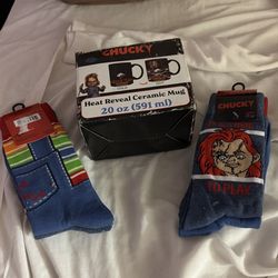 Ultimate Chucky Fan Gift Set: Heat-Reveal Mug & 2-Pack Socks