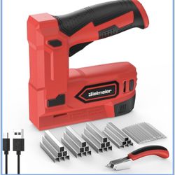 Bielmeier 4V Cordless 2-in-1 Stapler/Nailer, Lightweight Design, with Led Light, Safety Striker Guard, Nails and Staples, for Carpentry and Upholstery
