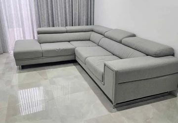 Modern Grey L-Shaped Corner Sofa | Adjustable Headrests -Delivery available