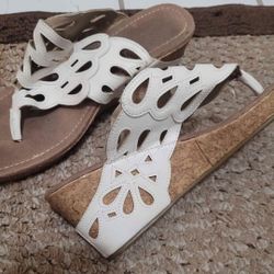 White Wedge Sandals-Size 8