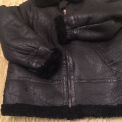 Vintage Custom Made All Black Men’s Shearling Coat