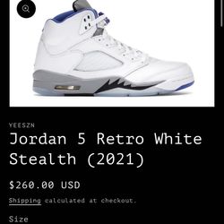 Nike Jordan 5 Stealth 5 5.5 11 11.5