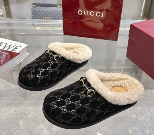 Fall/Winter New Arrival Women's Calfskin Horsebit Wool Slippers