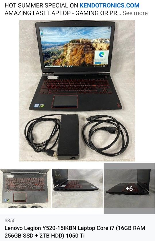 Lenovo Legion Y520-15IKBN Laptop Core i7 (16GB RAM 256GB SSD + 2TB HDD) 1050 Ti Windows  11