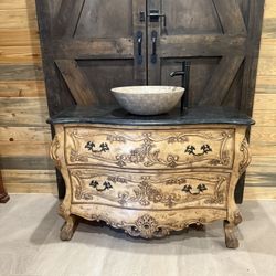 🔥 46” Antique French Vanity Sink – Hand-Carved Masterpiece | One of a Kind 🔥