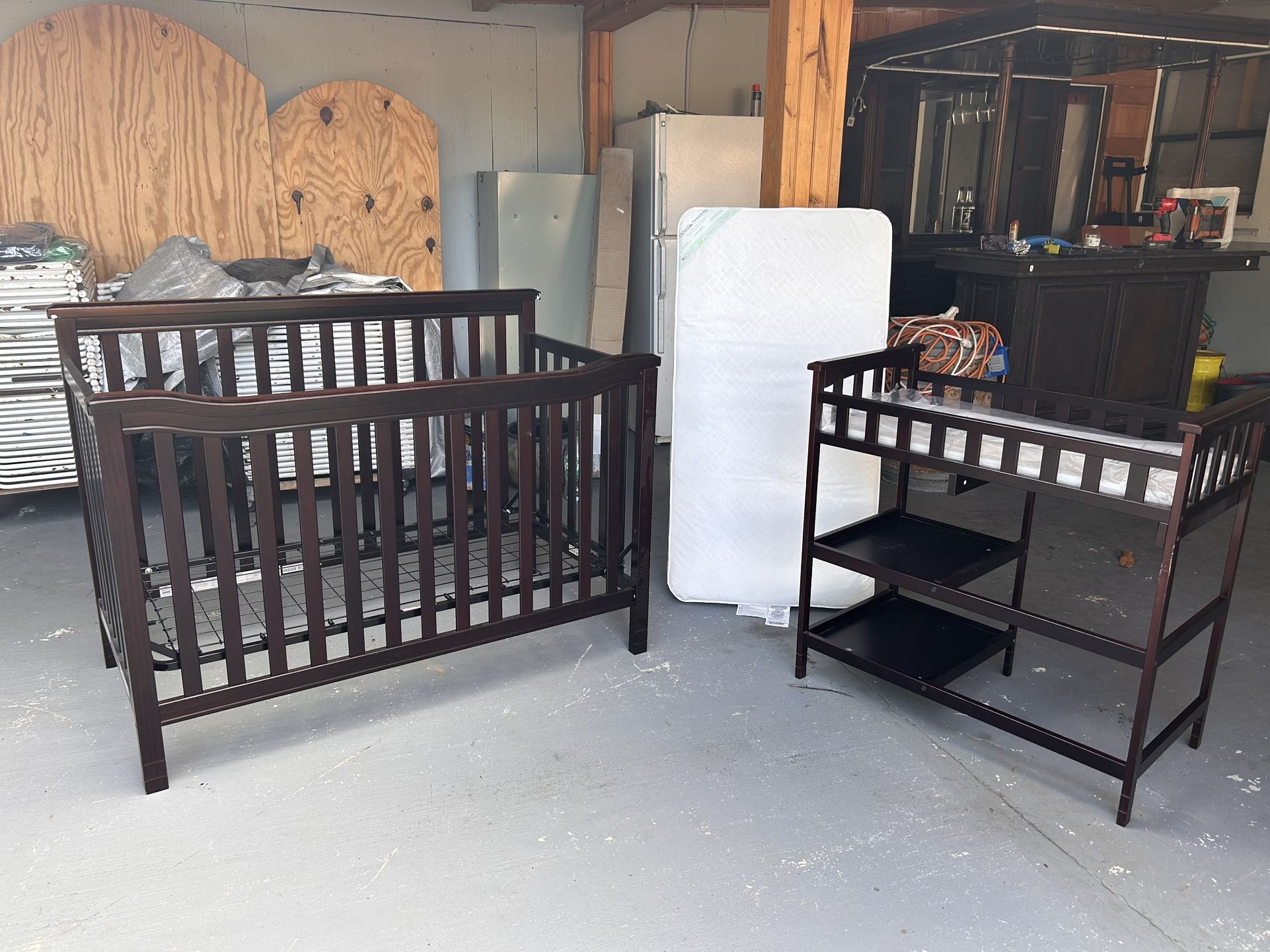 Crib, Bed And Changing Table
