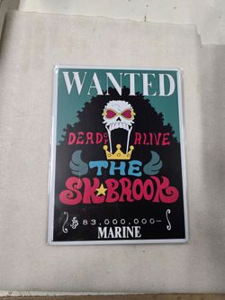 Sk Brook one piece anime cartoon wanted faux vintage metal sign