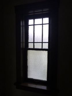 Vintage Wood Double-Hung Window, Obscure Glass, 9-Lite Upper Sash