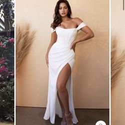 White Casual Wedding Dress/ Dinner Party Dress