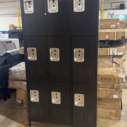 Locker Storage 72" H x 36" W x 16" D, Metal Locker with 9 Doors, Employee Locker Storage, 9 Door Tall Locker with Shelves Hooks and Lockable for Gym O