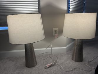 Nightstand Lamps Set Of Two- Hammered SilverBase