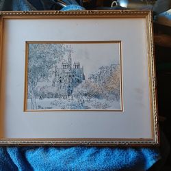 Vintage Framed Parisian Scene Watercolor  by Jan Korthals