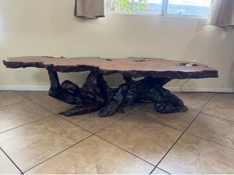 Live edge solid redwood burl coffee table