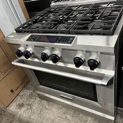 Stainless Steel Kitchen Aid 36” Range Dual Fuel 