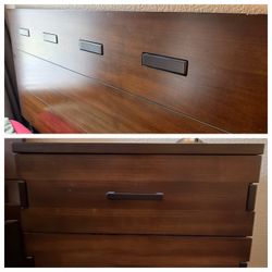 Quality Walnut Bedroom Set – Queen Bed Frame + Nightstand