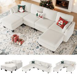  Modular Sectional Sofa, Convertible U Shaped Sofa Couch with High Density Memory Foam, Modern U Shaped Sectional Sofa, 6 Seat Comfy Modular Sofa Couc