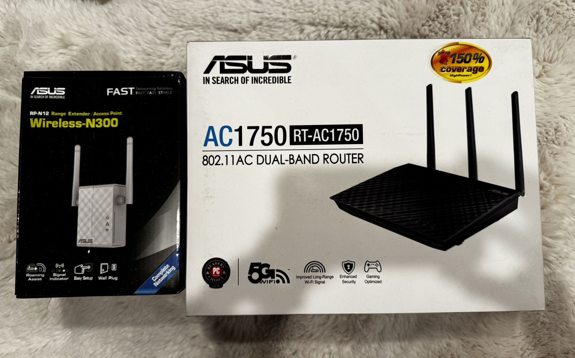 ASUS dual-band router AC1750 and range extender N300