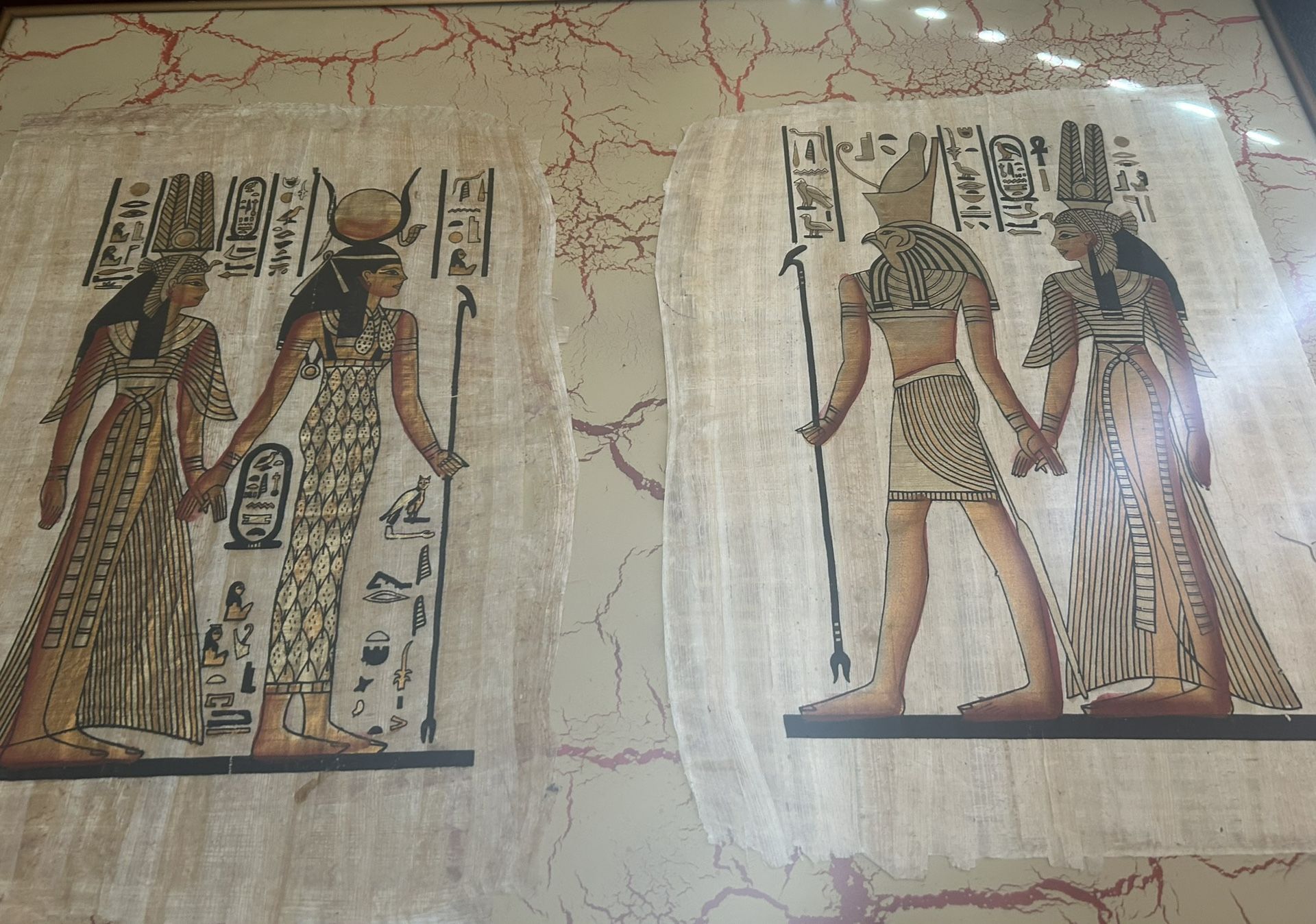 EGYPTIAN PAINTINGS AND EGYPTIAN CUP