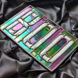 Iridescent BOO Stained Glass Sign