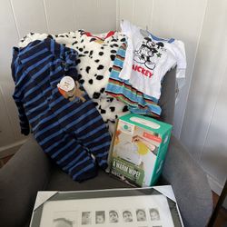 Baby Boy Clothes, 12 Month Picture Frame And Wipe Warmer