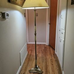 Antique heavy metal and brass floor lamp from 1920's, marble! 68 inches, collectible!