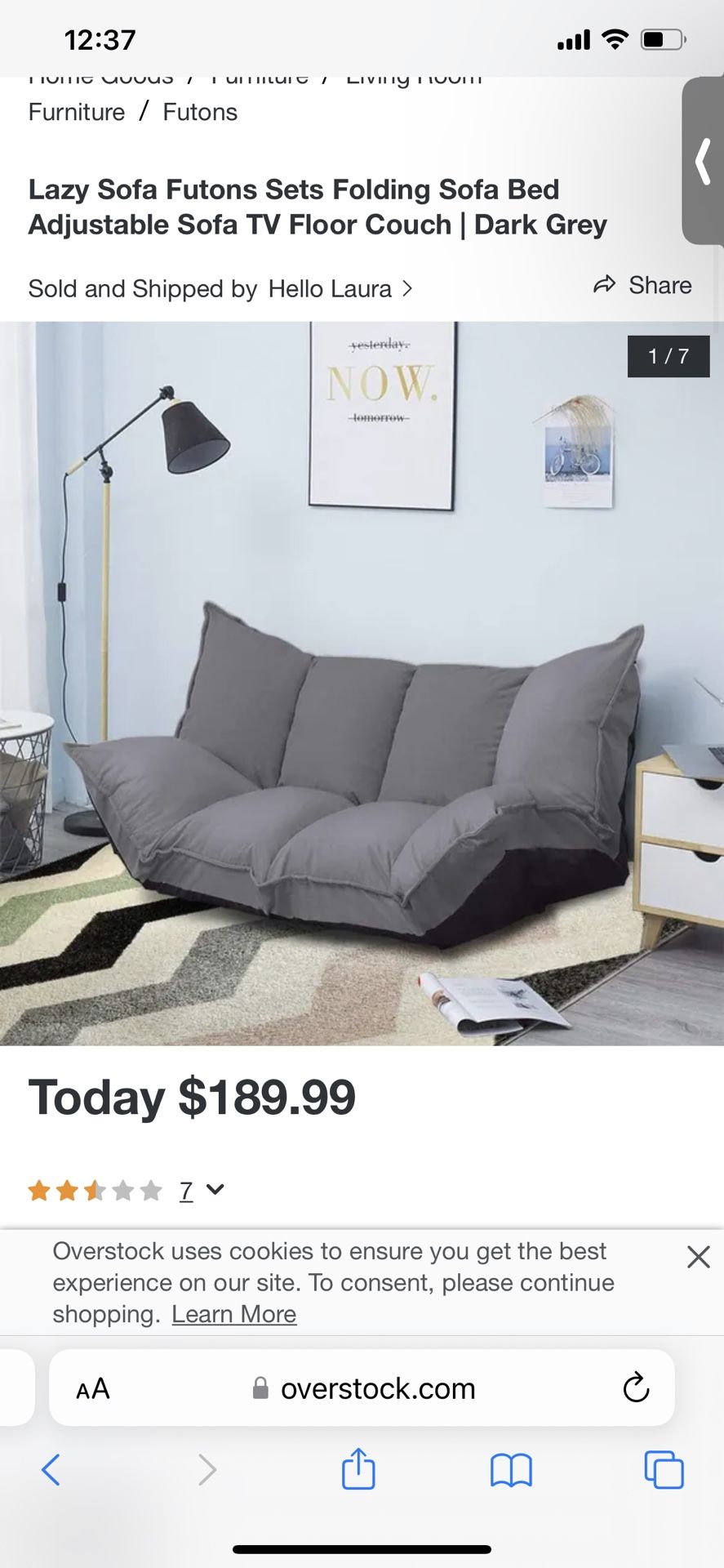 New！Lazy Sofa Futons Sets Folding Sofa Bed Adjustable Sofa TV Floor Couch | Dark Grey