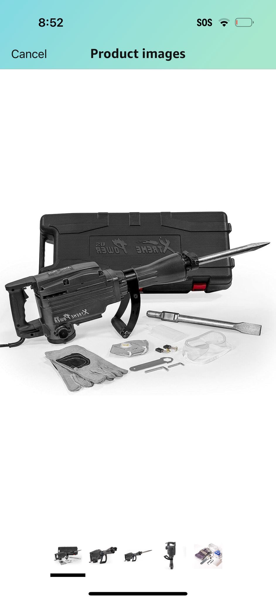 Demolition Jack Hammer Electric 2200W Concrete Breaker Punch 2 Chisel Bit Set