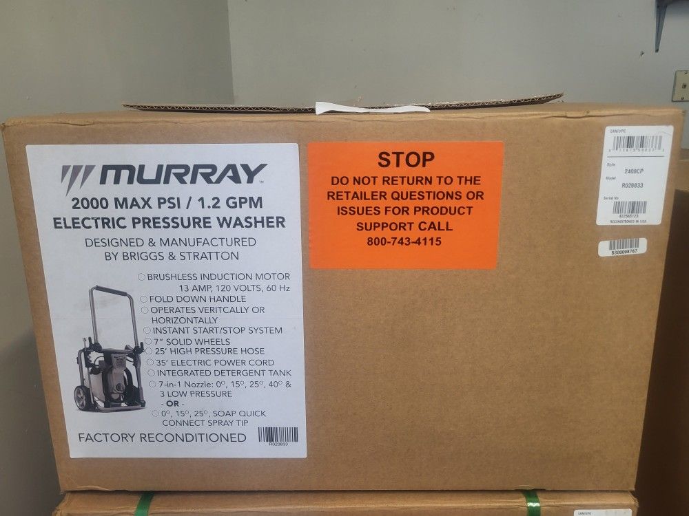 Pressure Washer
Murray Pressure Washer 2000 PSI
End Of The Month Sale From May 26th thru May 31st.