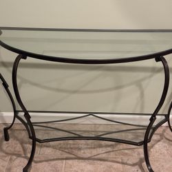 Glass Wrought Iron Console Table