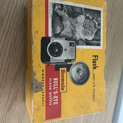 Kodak Brownie Bullseye Camera with Flash and Accessories in Original Yellow Box